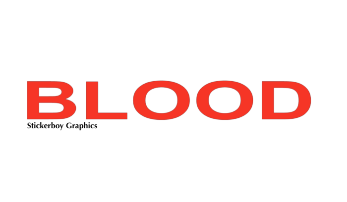 Sticker sign URGENT BLOOD 2 piece design Dayglo with RED text vehicle signage 