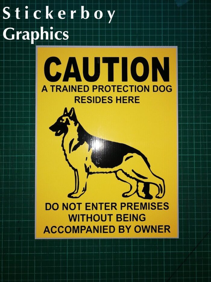 caution trained protection dog warning sign