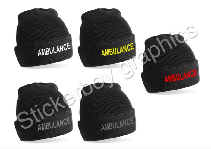 Ambulance black beanie hat