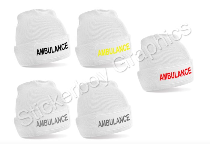 Ambulance white beanie hat