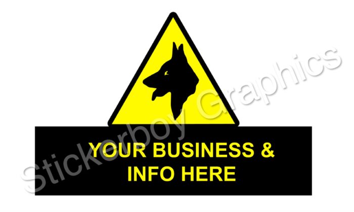 Dog triangle warning sign. Your business info here