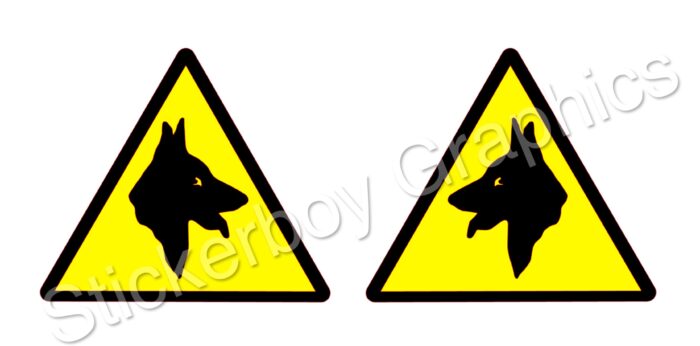 GSD triangle warning sign dog head
