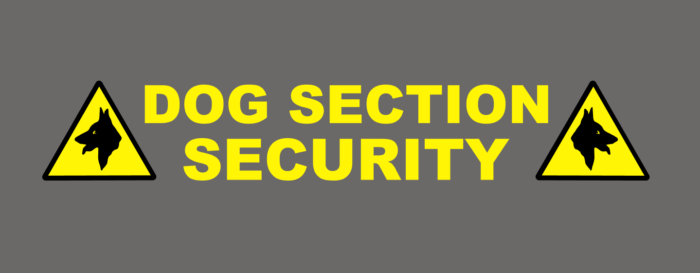 Dog Section security sticker with triangles.
